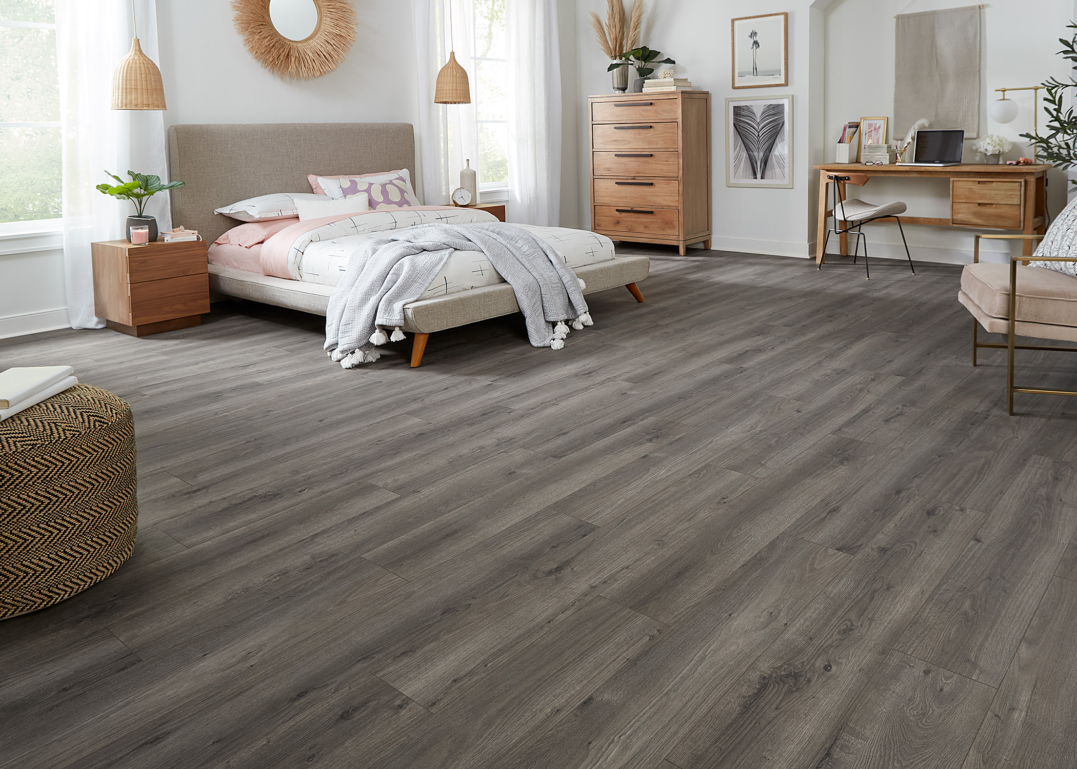 Pewter Oak Water-Resistant Laminate Flooring