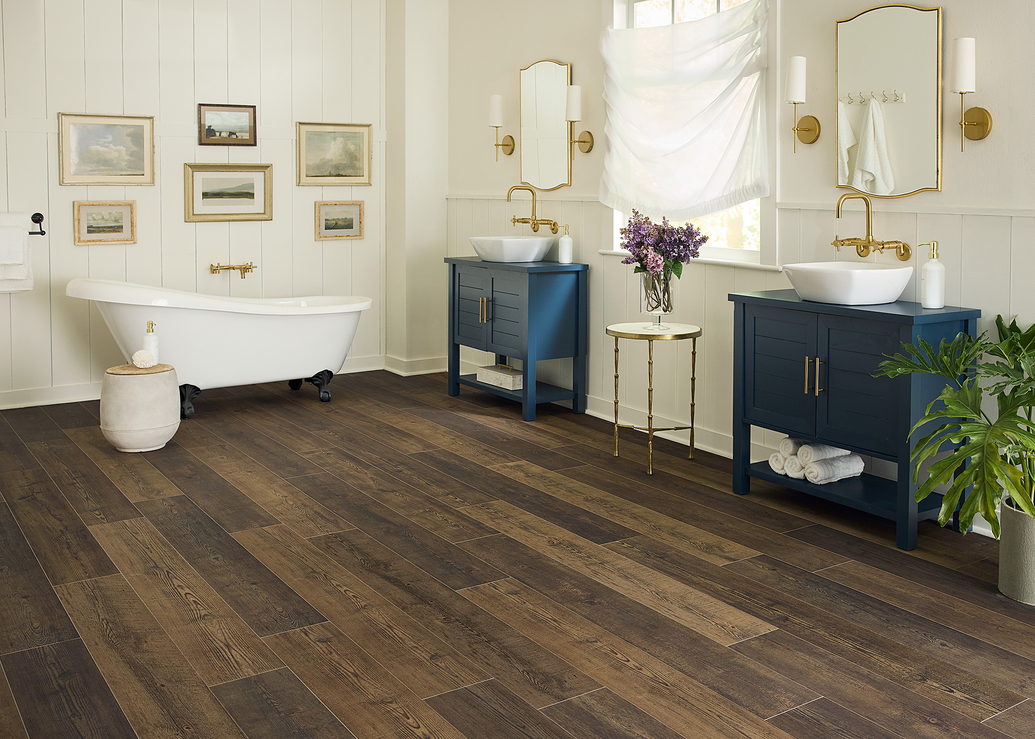 ReNature by CoreLuxe 6.5mm w/pad Porchlight Pine Waterproof Rigid Vinyl Plank Flooring in bathroom