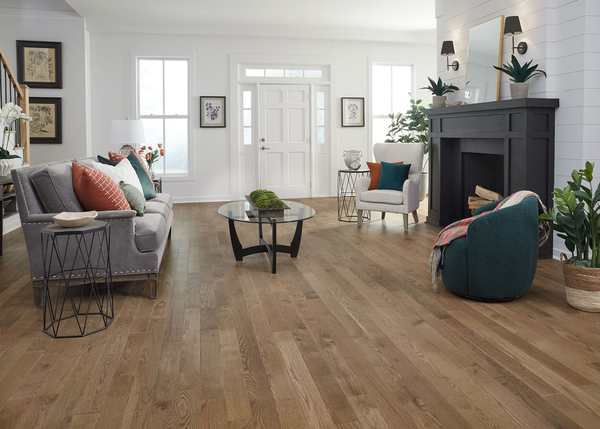 Polar Summit Oak Solid Hardwood Flooring in living room